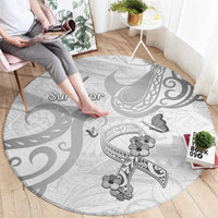 Brain Cancer Awareness Round Carpet Ribbon Polynesian Pattern