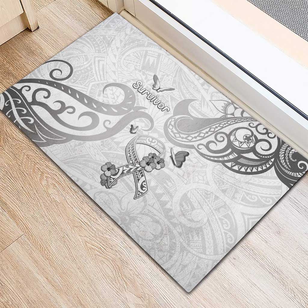 Brain Cancer Awareness Rubber Doormat Ribbon Polynesian Pattern LT05 - Polynesian Pride