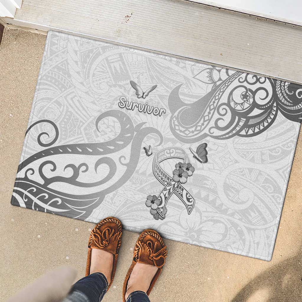 Brain Cancer Awareness Rubber Doormat Ribbon Polynesian Pattern LT05 - Polynesian Pride