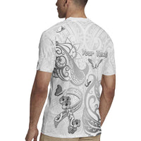 Personalised Brain Cancer Awareness Rugby Jersey Ribbon Polynesian Pattern