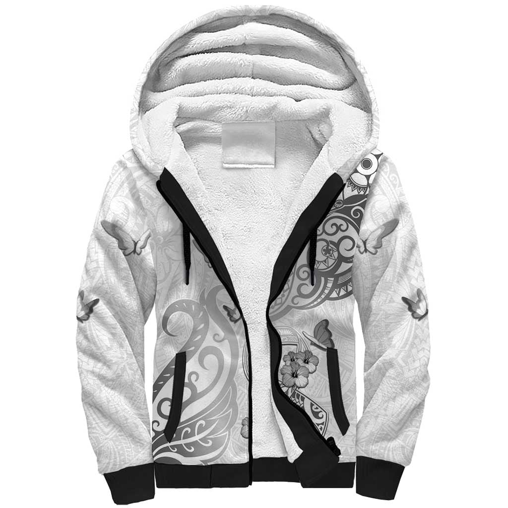 Personalised Brain Cancer Awareness Sherpa Hoodie Ribbon Polynesian Pattern LT05 Unisex White - Polynesian Pride