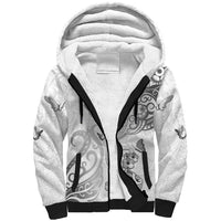 Personalised Brain Cancer Awareness Sherpa Hoodie Ribbon Polynesian Pattern LT05 Unisex White - Polynesian Pride