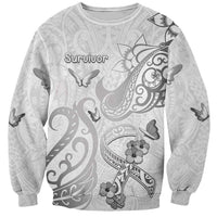 Personalised Brain Cancer Awareness Sweatshirt Ribbon Polynesian Pattern LT05 Unisex White - Polynesian Pride