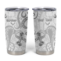 Personalised Brain Cancer Awareness Tumbler Cup Ribbon Polynesian Pattern LT05 White - Polynesian Pride