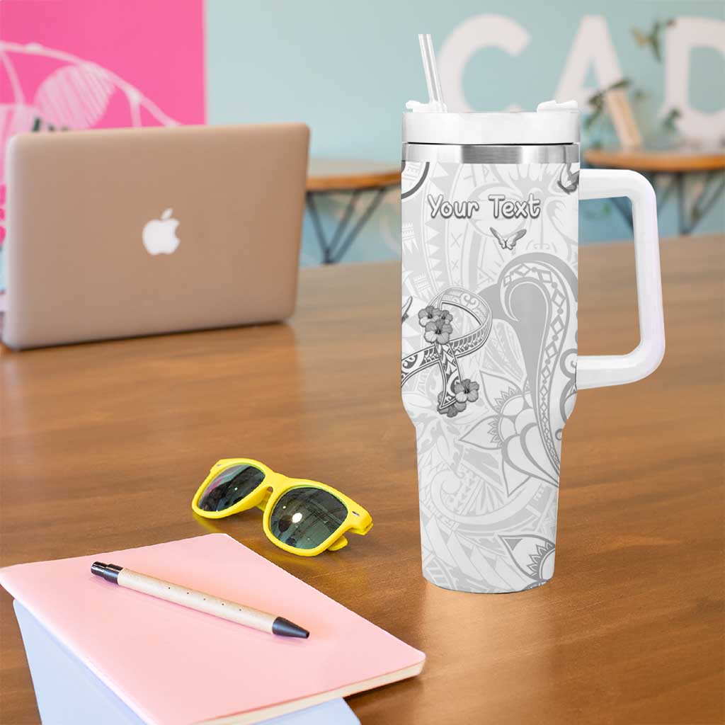 Personalised Brain Cancer Awareness Tumbler With Handle Ribbon Polynesian Pattern LT05 - Polynesian Pride