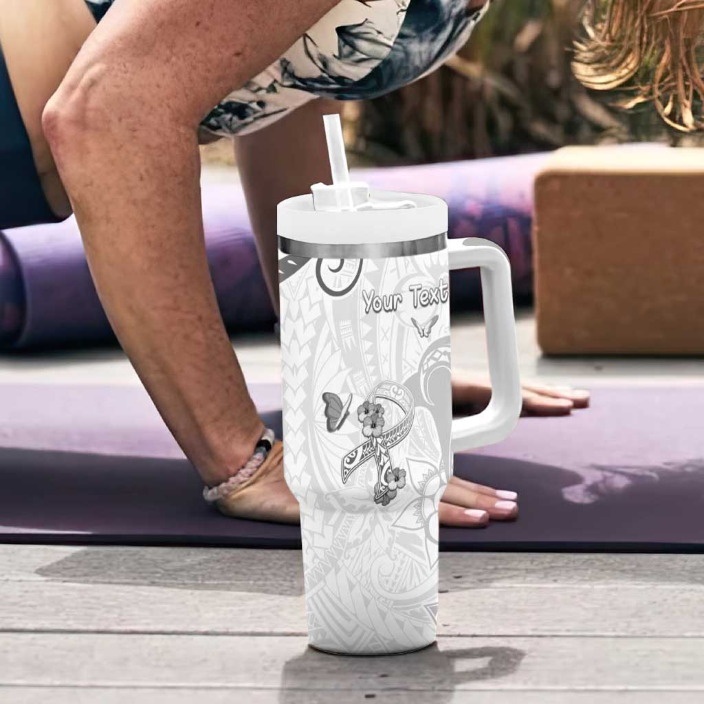Personalised Brain Cancer Awareness Tumbler With Handle Ribbon Polynesian Pattern LT05 - Polynesian Pride