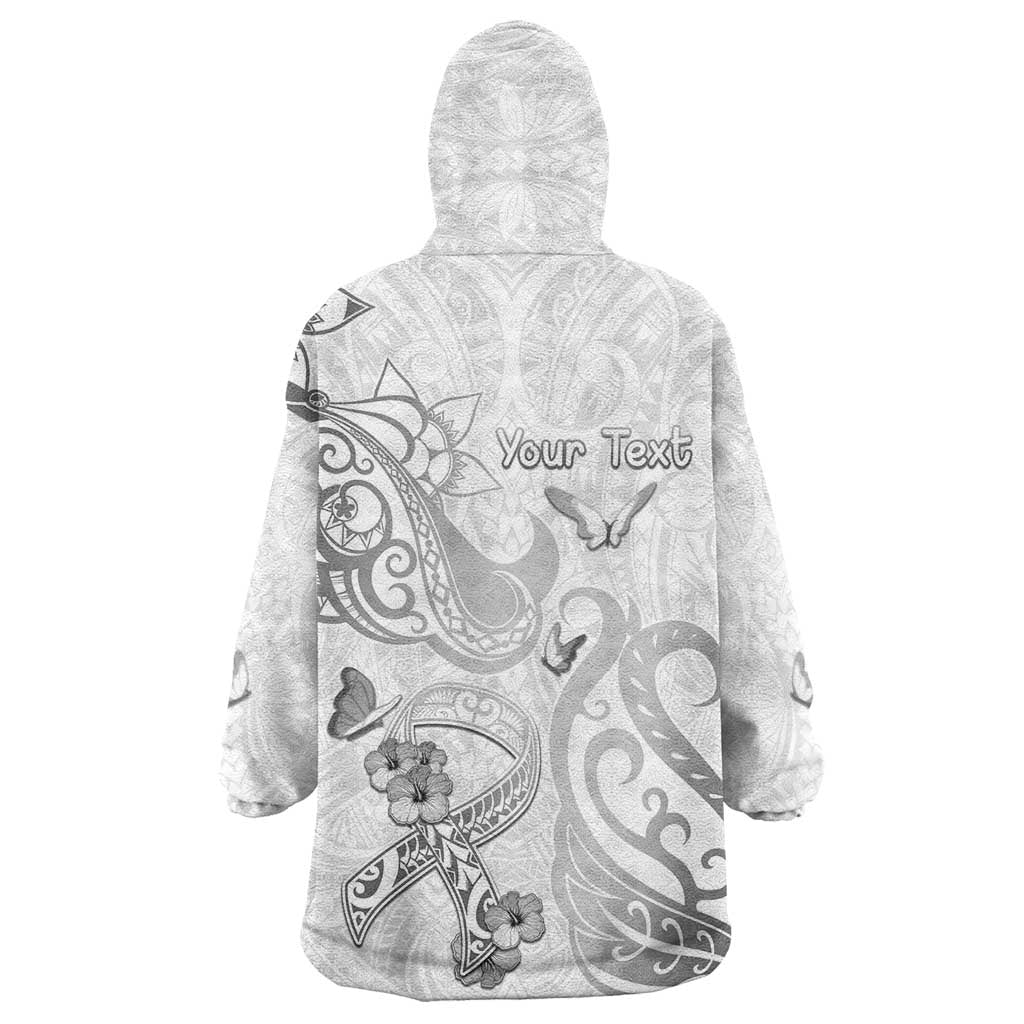 Personalised Brain Cancer Awareness Wearable Blanket Hoodie Ribbon Polynesian Pattern LT05 - Polynesian Pride