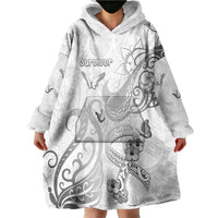 Personalised Brain Cancer Awareness Wearable Blanket Hoodie Ribbon Polynesian Pattern LT05 - Polynesian Pride