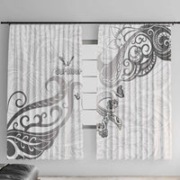 Brain Cancer Awareness Window Curtain Ribbon Polynesian Pattern LT05 With Hooks White - Polynesian Pride