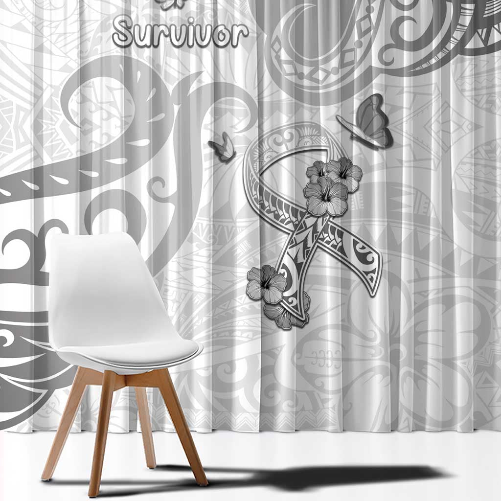 Brain Cancer Awareness Window Curtain Ribbon Polynesian Pattern LT05 - Polynesian Pride