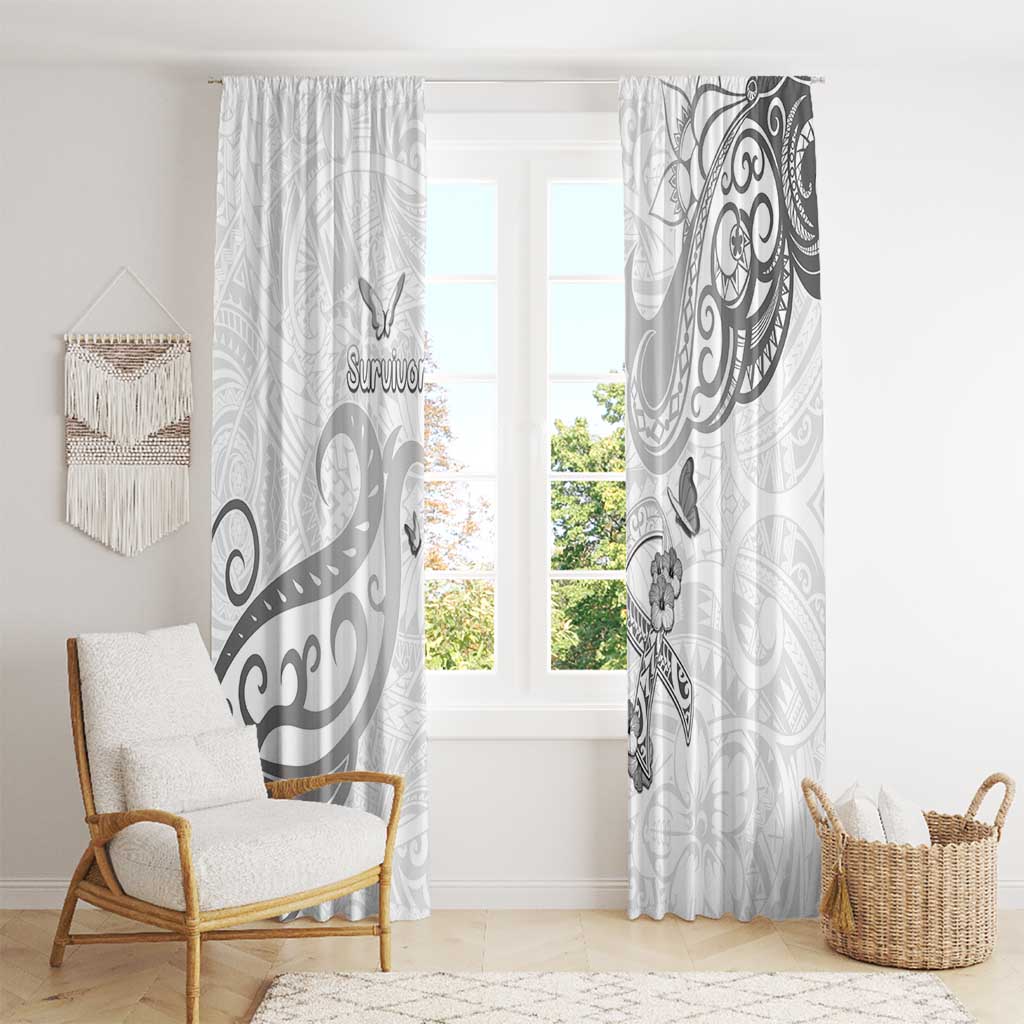 Brain Cancer Awareness Window Curtain Ribbon Polynesian Pattern LT05 - Polynesian Pride
