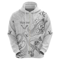 Personalised Brain Cancer Awareness Zip Hoodie Ribbon Polynesian Pattern