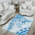 Polynesian Pattern With Plumeria Flowers Area Rug Blue