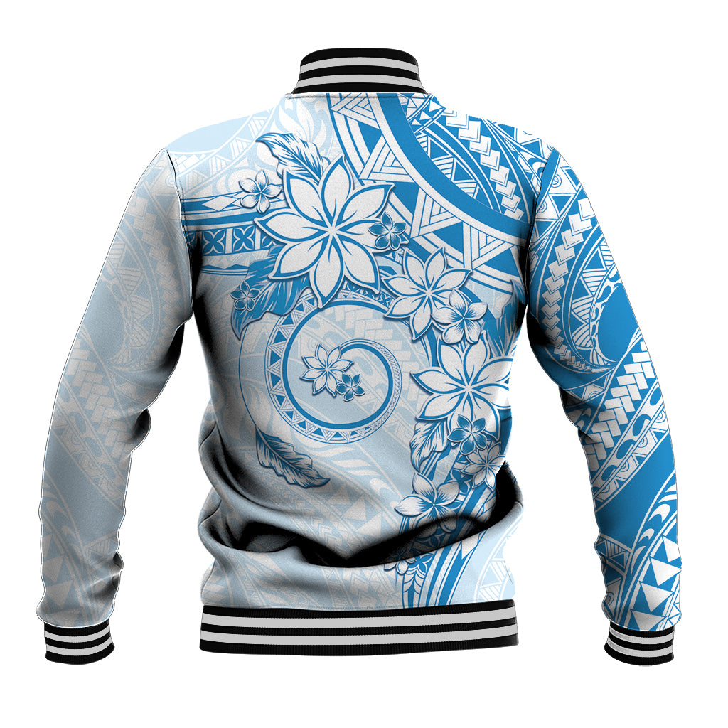 Polynesian Pattern With Plumeria Flowers Baseball Jacket Blue LT05 - Polynesian Pride