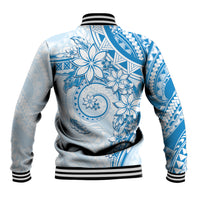 Polynesian Pattern With Plumeria Flowers Baseball Jacket Blue LT05 - Polynesian Pride