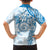 Polynesian Pattern With Plumeria Flowers Family Matching Long Sleeve Bodycon Dress and Hawaiian Shirt Blue