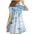 Polynesian Pattern With Plumeria Flowers Family Matching Mermaid Dress and Hawaiian Shirt Blue