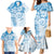 Polynesian Pattern With Plumeria Flowers Family Matching Mermaid Dress and Hawaiian Shirt Blue