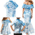 Polynesian Pattern With Plumeria Flowers Family Matching Mermaid Dress and Hawaiian Shirt Blue