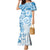 Polynesian Pattern With Plumeria Flowers Family Matching Mermaid Dress and Hawaiian Shirt Blue