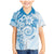 Polynesian Pattern With Plumeria Flowers Family Matching Mermaid Dress and Hawaiian Shirt Blue