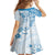 Polynesian Pattern With Plumeria Flowers Family Matching Off Shoulder Maxi Dress and Hawaiian Shirt Blue