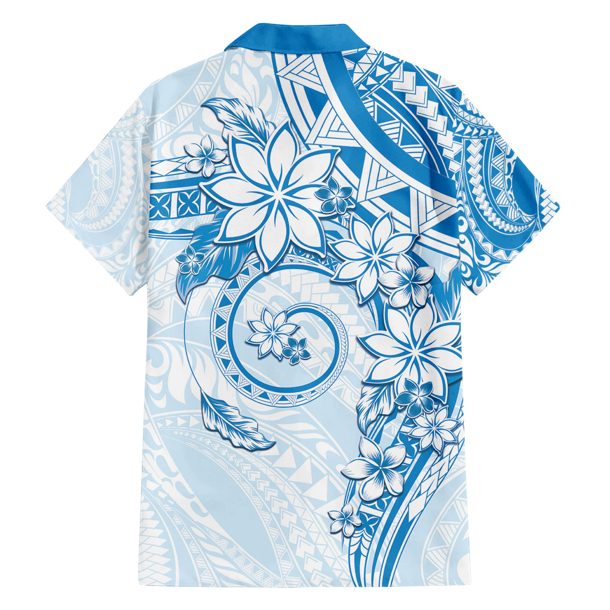 Polynesian Pattern With Plumeria Flowers Family Matching Off Shoulder Maxi Dress and Hawaiian Shirt Blue LT05 - Polynesian Pride