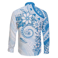 Polynesian Pattern With Plumeria Flowers Family Matching Off Shoulder Maxi Dress and Hawaiian Shirt Blue LT05 - Polynesian Pride