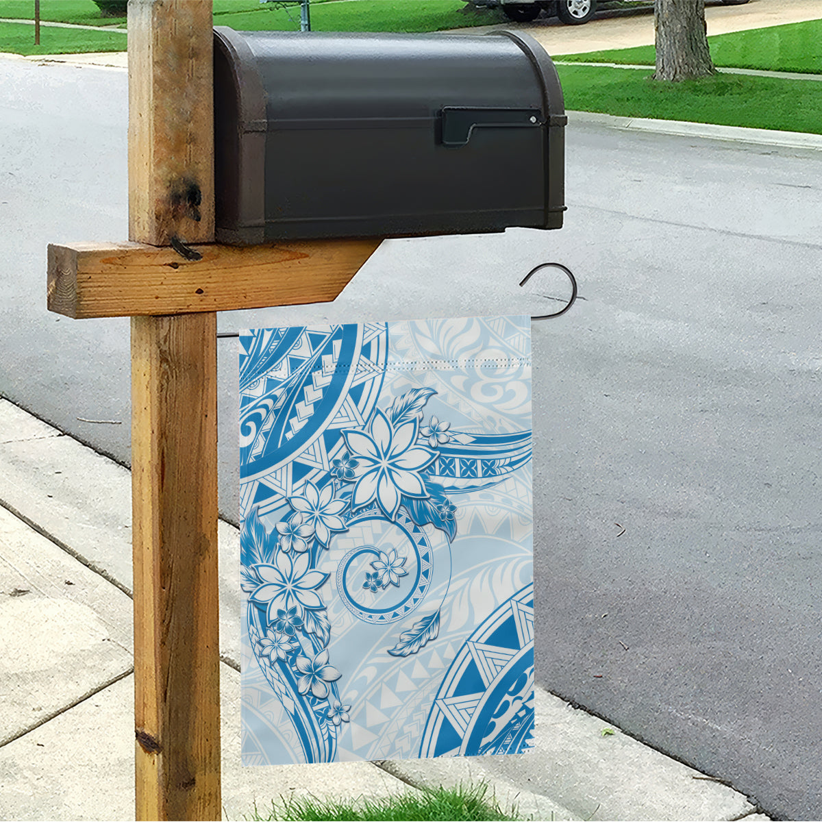 Polynesian Pattern With Plumeria Flowers Garden Flag Blue LT05 - Polynesian Pride