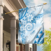 Polynesian Pattern With Plumeria Flowers Garden Flag Blue LT05 House Flag Blue - Polynesian Pride