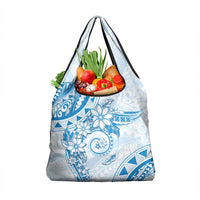 Polynesian Pattern With Plumeria Flowers Grocery Bag Blue LT05 1-pack One Size Blue - Polynesian Pride