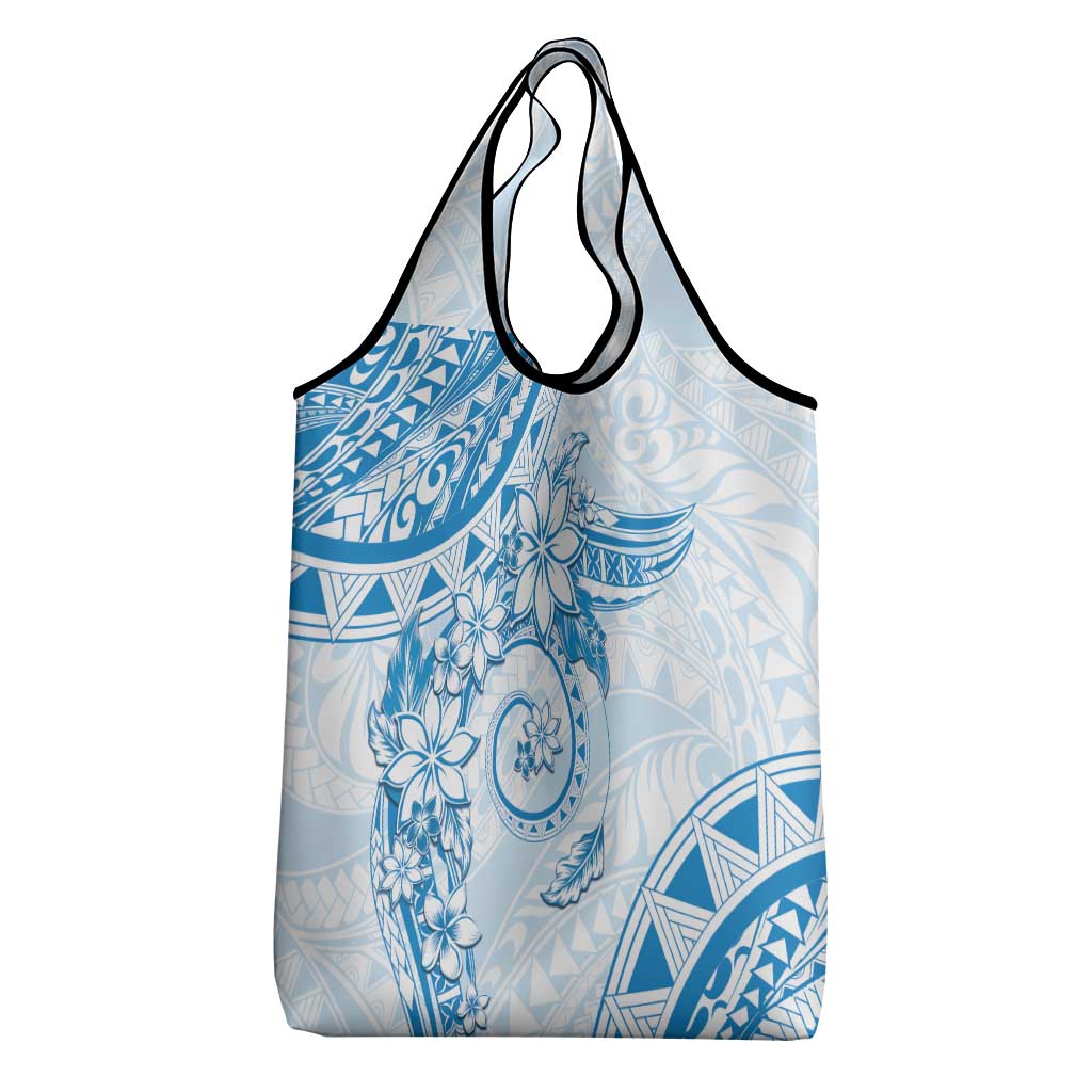 Polynesian Pattern With Plumeria Flowers Grocery Bag Blue LT05 - Polynesian Pride