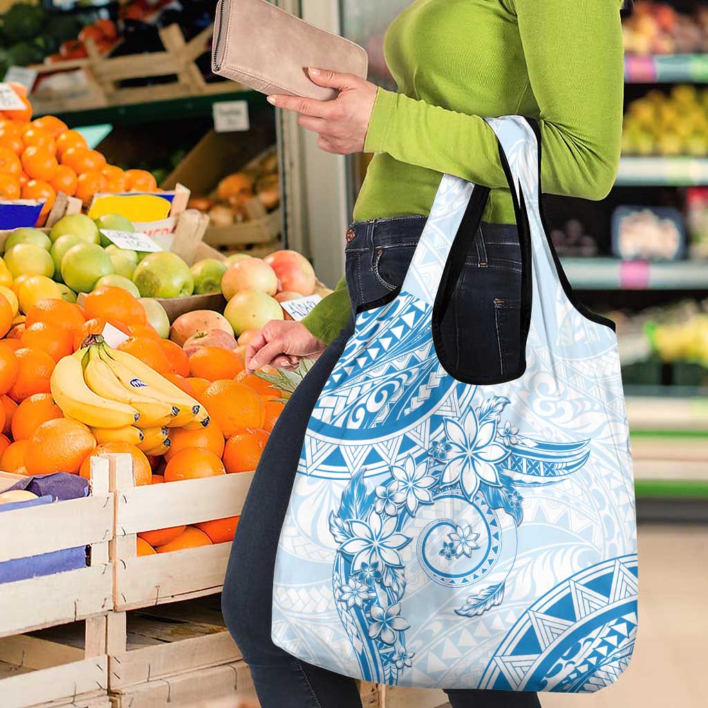 Polynesian Pattern With Plumeria Flowers Grocery Bag Blue LT05 - Polynesian Pride