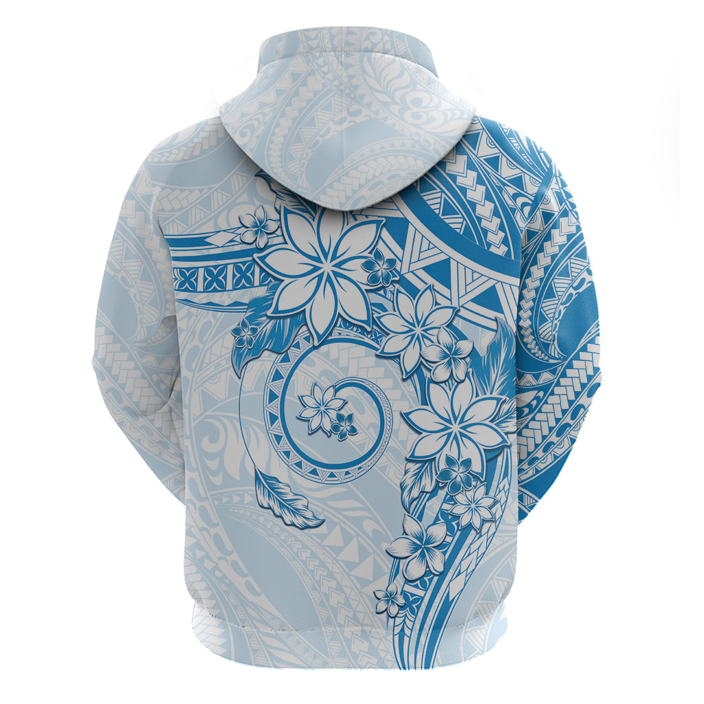 Polynesian Pattern With Plumeria Flowers Hoodie Blue LT05 - Polynesian Pride
