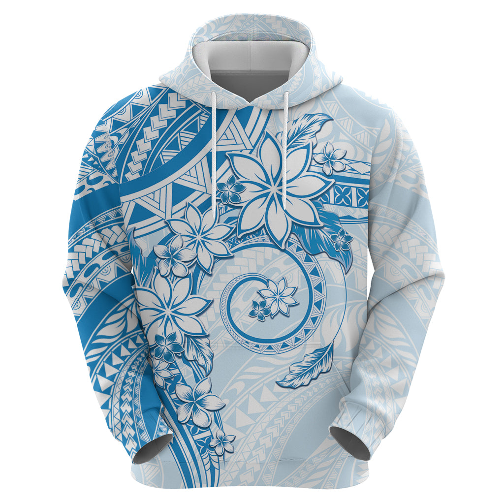 Polynesian Pattern With Plumeria Flowers Hoodie Blue LT05 - Polynesian Pride