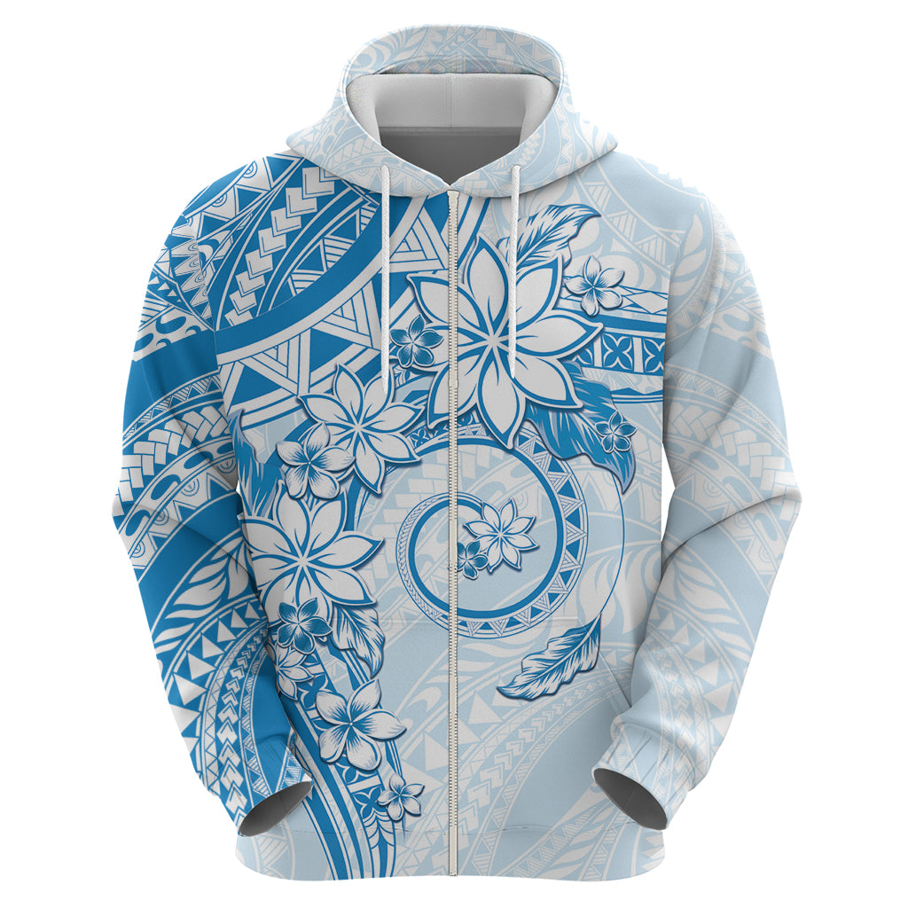 Polynesian Pattern With Plumeria Flowers Hoodie Blue LT05 - Polynesian Pride