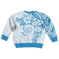 Polynesian Pattern With Plumeria Flowers Kid Ugly Christmas Sweater Blue