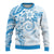 Polynesian Pattern With Plumeria Flowers Ugly Christmas Sweater Blue