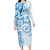 Polynesian Pattern With Plumeria Flowers Long Sleeve Bodycon Dress Blue