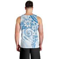 Polynesian Pattern With Plumeria Flowers Men Tank Top Blue LT05 - Polynesian Pride