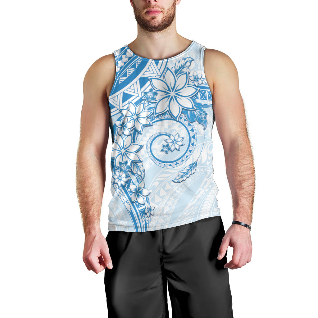 Polynesian Pattern With Plumeria Flowers Men Tank Top Blue LT05 - Polynesian Pride