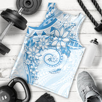 Polynesian Pattern With Plumeria Flowers Men Tank Top Blue LT05 - Polynesian Pride