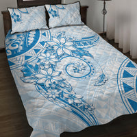 Polynesian Pattern With Plumeria Flowers Quilt Bed Set Blue LT05 Blue - Polynesian Pride
