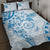 Polynesian Pattern With Plumeria Flowers Quilt Bed Set Blue