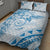 Polynesian Pattern With Plumeria Flowers Quilt Bed Set Blue