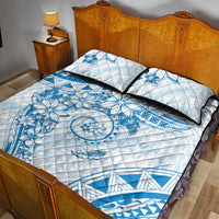 Polynesian Pattern With Plumeria Flowers Quilt Bed Set Blue LT05 - Polynesian Pride