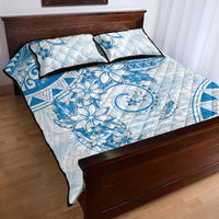Polynesian Pattern With Plumeria Flowers Quilt Bed Set Blue LT05 - Polynesian Pride