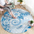 Polynesian Pattern With Plumeria Flowers Round Carpet Blue