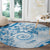 Polynesian Pattern With Plumeria Flowers Round Carpet Blue