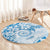 Polynesian Pattern With Plumeria Flowers Round Carpet Blue